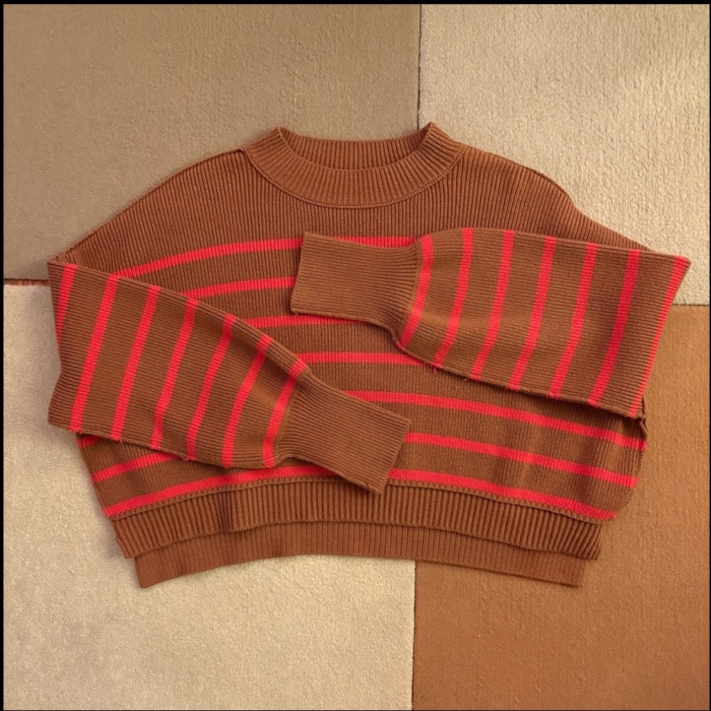 NWOT FREE PEOPLE Easy Street Stripe Crop Pullover size S - Picture 7 of 12